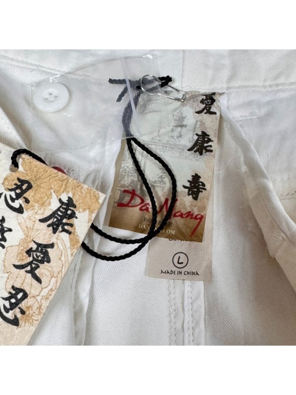 NWT Vintage Y2K Da-Nang Capri Pants Sz L Ivory Silk Cotton Blend Rare - Picture 15 of 16